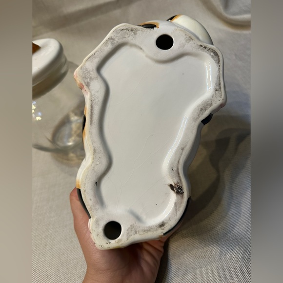 Vintage Calico Cat w/ Goldfish Bowl Lid Cookie Treat Jar - Picture 9 of 12